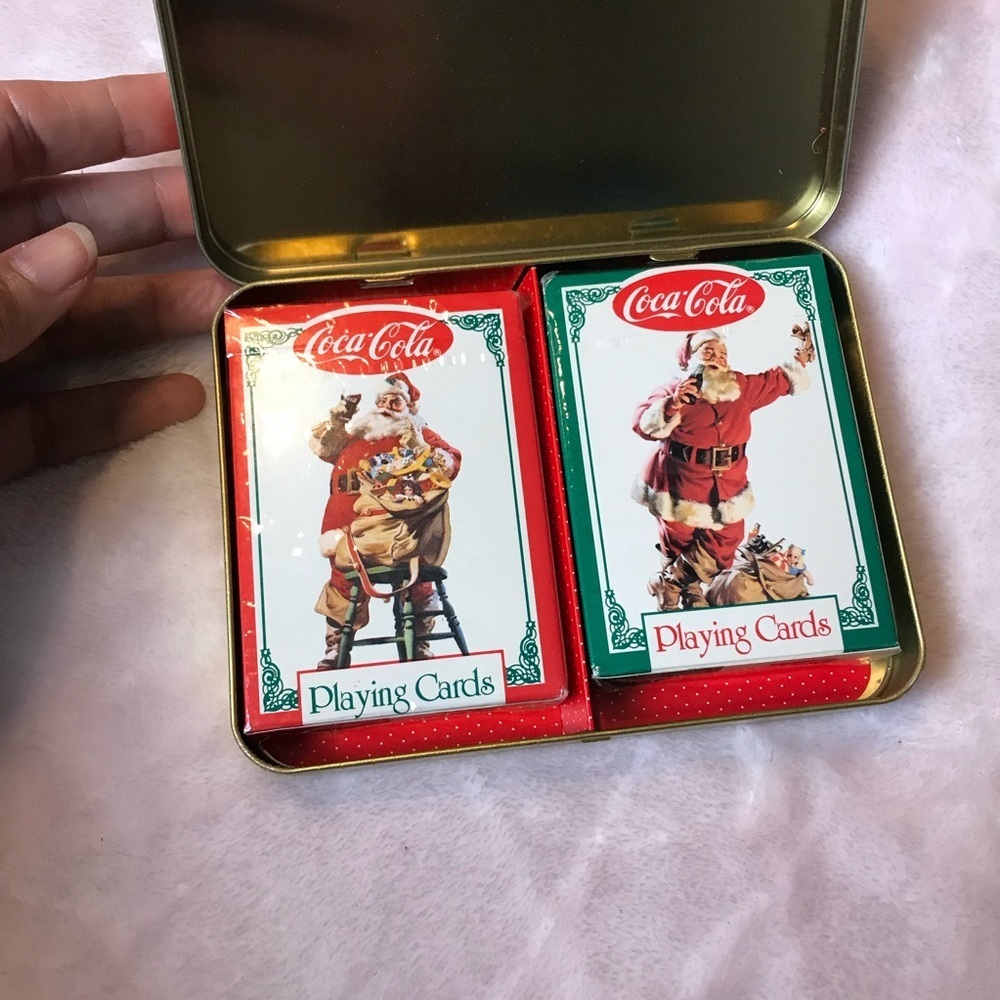 1994 Coca Cola Nostalgia Playing Cards Vintage Tin England Retro Santa Christmas